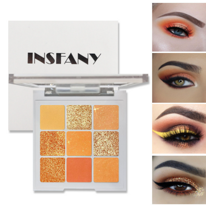 INSFANY 9 Sunset Red Brown Eyeshadow Highlighting Palette