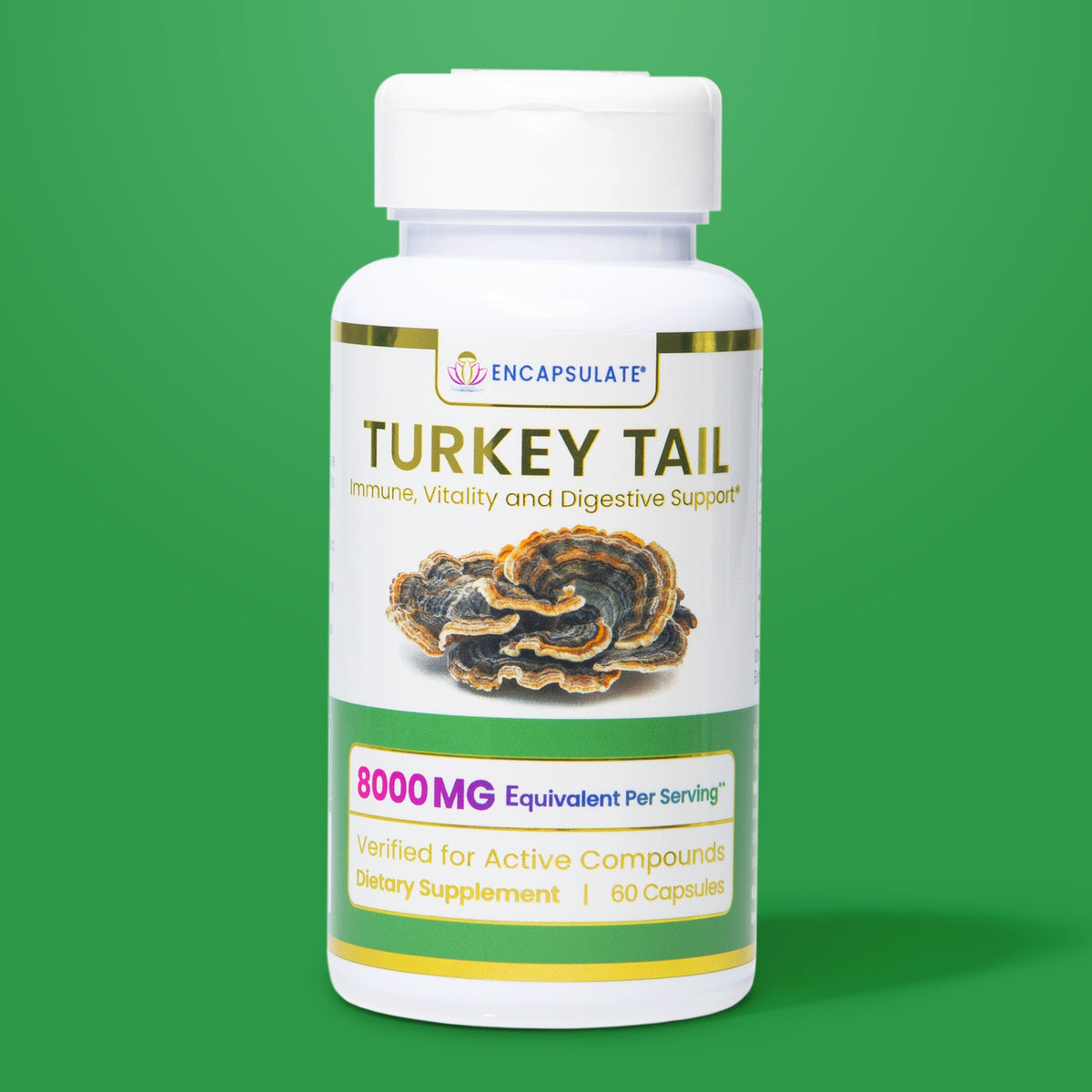 Turkey Tail Mushroom 8:1 Extract – 30%+ Beta-Glucans | 60 Capsules